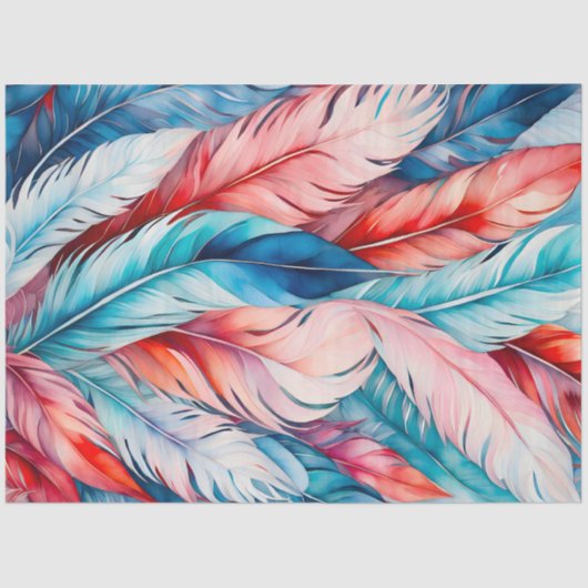 ウォーカラフルターカラーフェザーアートティッシュペーパー 薄葉紙 (正面)