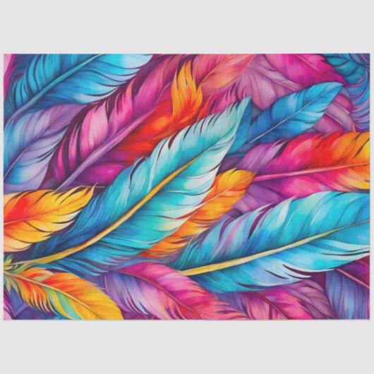 ウォーカラフルターカラーフェザーアートティッシュペーパー 薄葉紙 (正面)