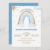 ウォーカラフルターカラーボホレインボーボーイ誕生日 招待状 (正面/裏面)