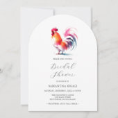 ウォーカラフルターカラールースターブライダルシャワー 招待状 (正面)