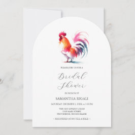 ウォーカラフルターカラールースターブライダルシャワー 招待状