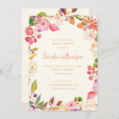 ウォーカラフルトカラーフローラガーデンブライダルシャワー 招待状 (正面/裏面)