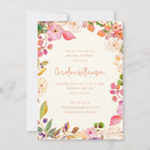 ウォーカラフルトカラーフローラガーデンブライダルシャワー 招待状 (正面)