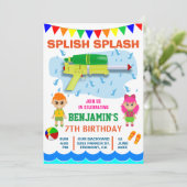 ウォーカラフルトガン子供の誕生日パーティの招待状 招待状 (スタンド正面)