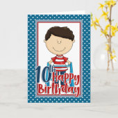 ウォーカーと有能な男の子 – ハッピー10誕生日 カード (黄色い花)