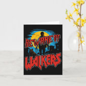 ウォーカー怖いゾンビドッグウォーカーホラーHに注意 カード (黄色い花)