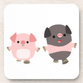 ウォーキングコースターセットのかわいい漫画の豚 コースター (正面)