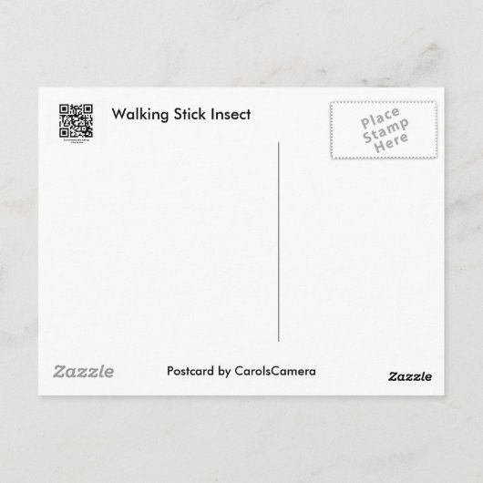 ウォーキングスティック(Diapheromera femorata)の共通アイテム ポストカード (裏面)