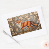 ウォーキング・フォックス ウィリアム・モリス風デザイン  長方形シール (封筒)
