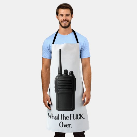 ウォーキー・トーキーのアイコンおもしろいの上のFu*k エプロン (着用した状態)