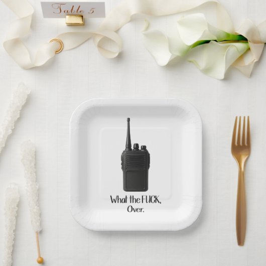 ウォーキー・トーキーのアイコンおもしろいの上のFu*k ペーパープレート (ウェディング)