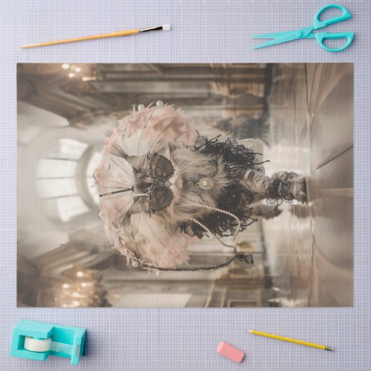 ウォークウェお洒落イ真珠レースのデカップキャット 薄葉紙 (クラフト)