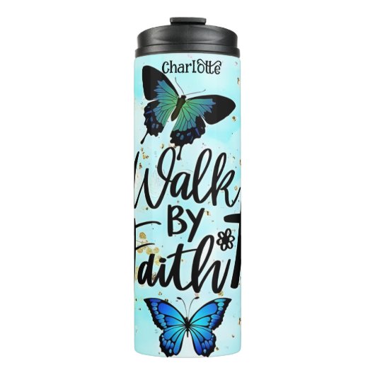 ウォークバイフェイズティール（緑がかった色）フローラ タンブラー (正面)