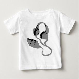 ウォークマンおよび頭部の電話 ベビーTシャツ