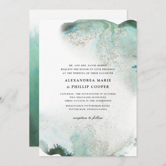 ウォーグラデーショントカラー結婚式招待状スイート |緑 招待状 (正面/裏面)