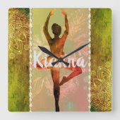 ウォースタイリッシュトカラーバレリパーソナライズされたーナ スクエア壁時計 (正面)