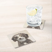 ウォースペインのドッグ絵画 – かわいいオリジナルドッグアート スクエアペーパーコースター (インサイチュ)