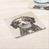 ウォースペインのドッグ絵画 – かわいいオリジナルドッグアート スクエアペーパーコースター (アングル)