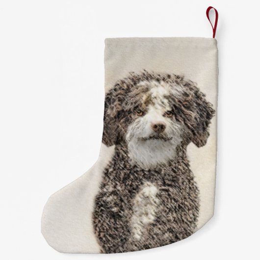 ウォースペインのドッグ絵画 – かわいいオリジナルドッグアート スモールクリスマスストッキング (裏面)
