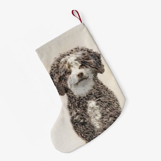 ウォースペインのドッグ絵画 – かわいいオリジナルドッグアート スモールクリスマスストッキング (裏面 (吊り時))