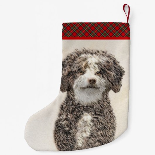 ウォースペインのドッグ絵画 – かわいいオリジナルドッグアート スモールクリスマスストッキング (裏面)