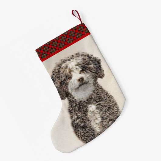 ウォースペインのドッグ絵画 – かわいいオリジナルドッグアート スモールクリスマスストッキング (裏面 (吊り時))