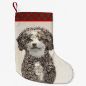 ウォースペインのドッグ絵画 – かわいいオリジナルドッグアート スモールクリスマスストッキング (正面)