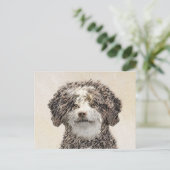 ウォースペインのドッグ絵画 – かわいいオリジナルドッグアート ポストカード (スタンド正面)