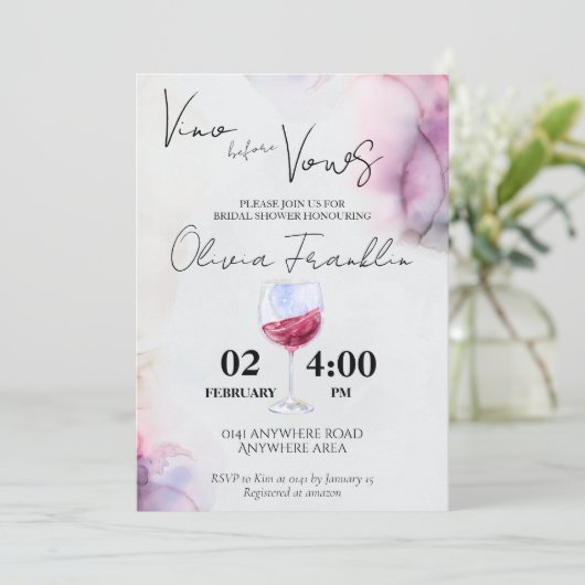 ウォーズ前の水彩画ブライダルシャワー 招待状 (スタンド正面)