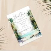 ウォータエレガントーカラーパームツリービーチブライダルシャワー 招待状