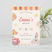 ウォータカラーおもしろいパークテーマ誕生日 招待状 (スタンド正面)