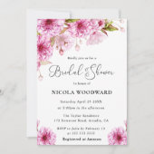 ウォータカラーさくらんぼブロッサムブランチブライダルシャワー 招待状 (正面)