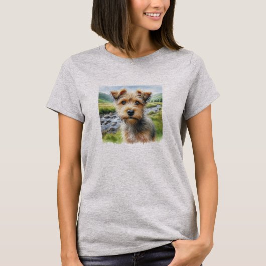 ウォータカラーのかわいいテリア犬 Tシャツ (正面)