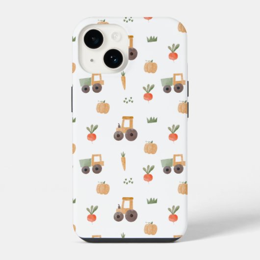 ウォータカラーのかわいい農園のデザイン iPhoneケース (裏面)