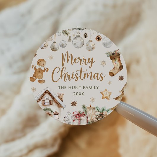 ウォータカラーのクリスマスパーティー ラウンドシール