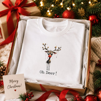 ウォータカラーのトナカイのクリスマスデザイン Tシャツ