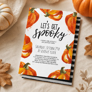 ウォータカラーのパンプキンが可愛いハロウィン招待状「Let’s Get Spooky」 招待状