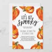 ウォータカラーのパンプキンが可愛いハロウィン招待状「Let’s Get Spooky」 招待状 (正面)