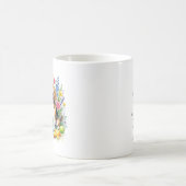 ウォータカラーのビーグルと花のデザイン コーヒーマグカップ (中央)