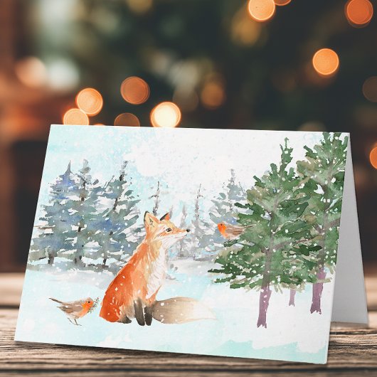 ウォータカラーのモリのクリスマス カード