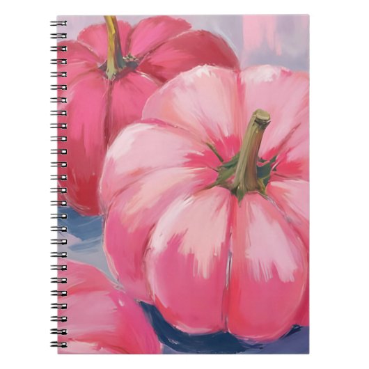 ウォータカラーの可愛いピンクのカボチャ ノートブック (正面)