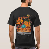 ウォータカラーの可愛い秋のノームと重ねたカボチャ Tシャツ (裏面)
