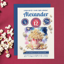 ウォータカラーの映画の夜のポップコーン・パーティー
