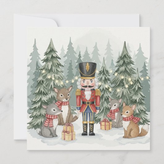 ウォータカラーの森のくるみ割り人形クリスマスカード カード (正面)