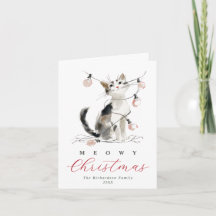 ウォータカラーの猫とクリスマスイルミネーション