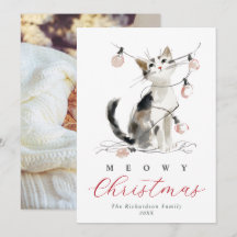 ウォータカラーの猫のクリスマス カスタム ペット 写真