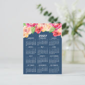 ウォータカラーの花が描かれたカレンダー ポストカード (スタンド正面)