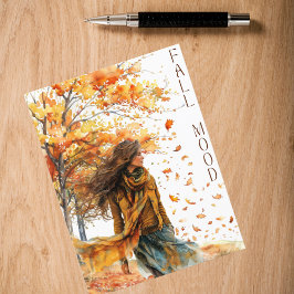 ウォータカラーの落ち葉 紅葉の気分 ポストカード