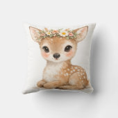 ウォータカラーの赤ちゃん鹿の森の花冠 ウッドランドインテリア クッション (裏面)
