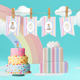 ウォータカラーの「One Silly Goose」1歳の誕生日フォトバナー バンティングフラッグ